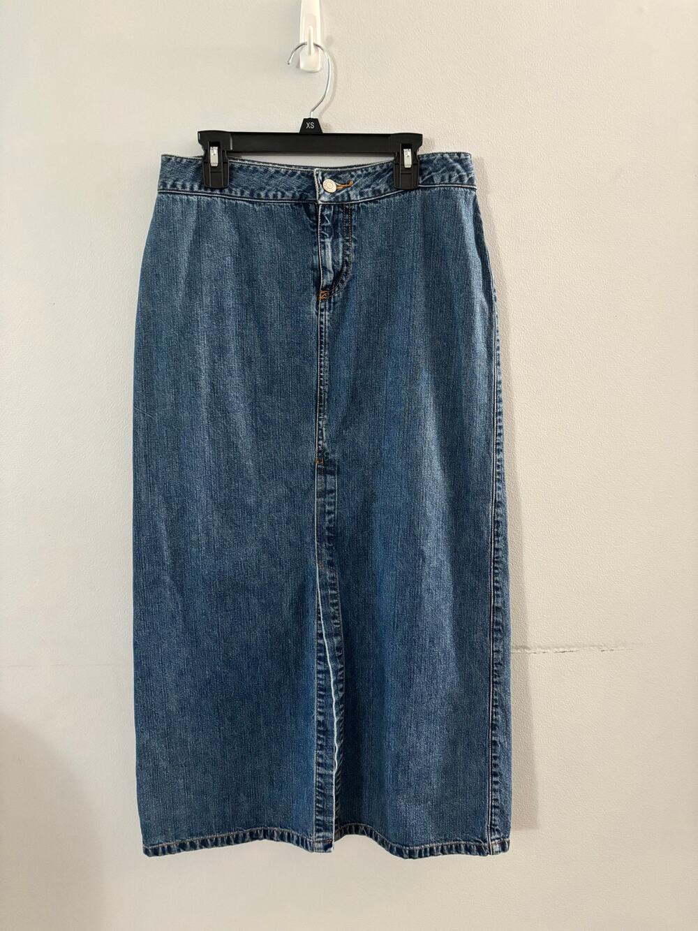 Vintage Old Navy Womens  Y2K Midi Jean Skirt Size 4 Denim Long 90s Front Slit
